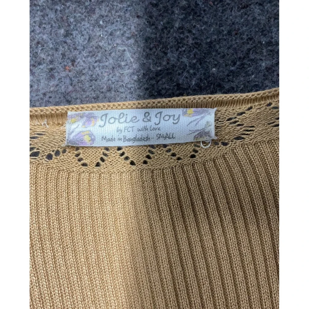 Jolie & Joy Bodycon Dress‎ Jewel Accent Ribbed Knit Sleeveless Tan Small